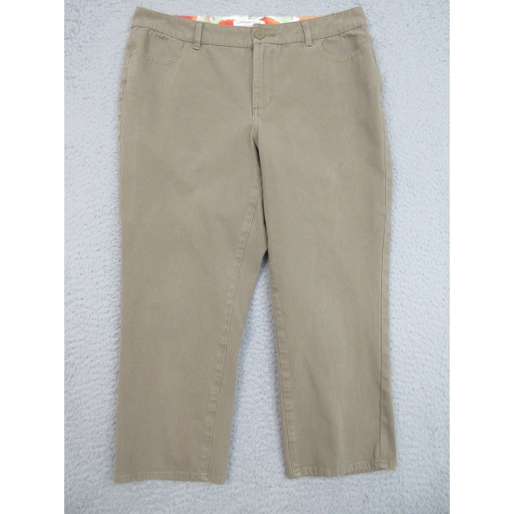 Coldwater Creek Natural Fit Pants Women 8 Khaki Stretch Cotton Coastal Capsule